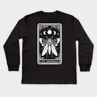 Mystic Moon Cicada Tarot Card The Songstress Kids Long Sleeve T-Shirt